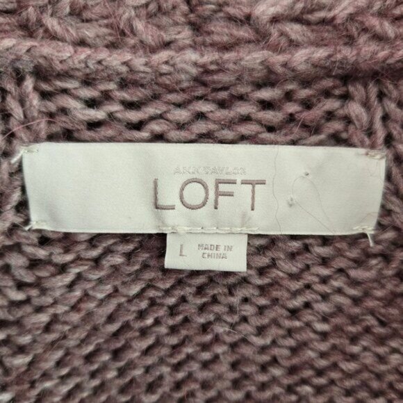 LOFT Large Womens Heather Purple Alpaca Blend Shawl Collar Sweater - Picture 4 of 5